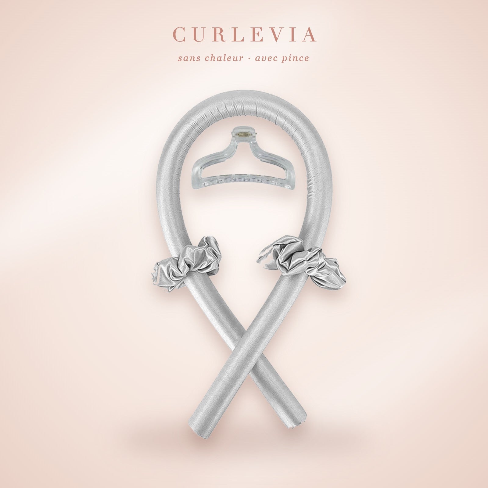 Kit boucleur sans chaleur Curlevia gris argenté avec pince