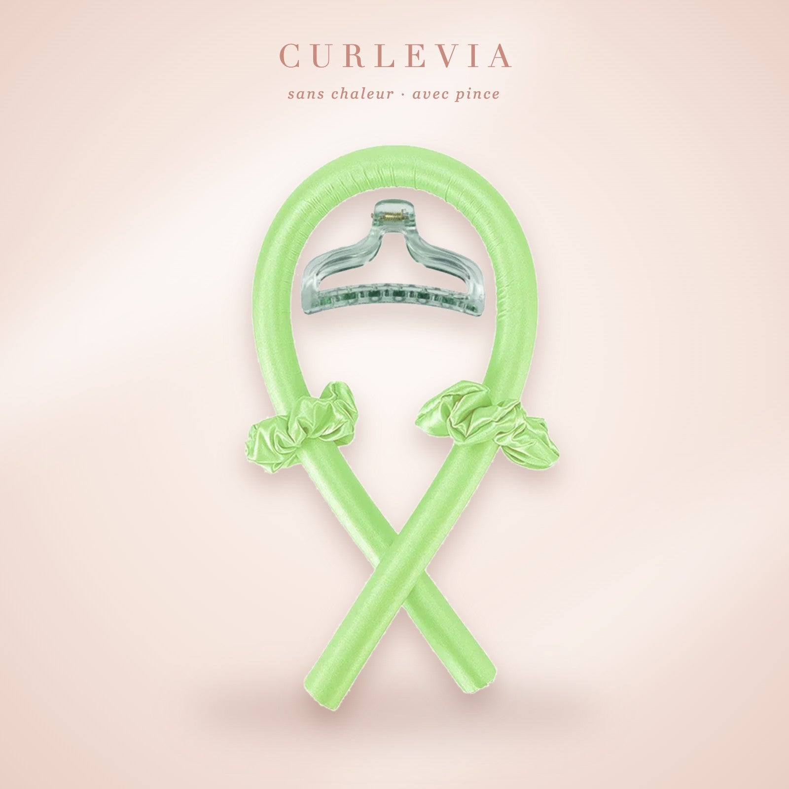 Kit boucleur sans chaleur Curlevia vert pastel avec pince